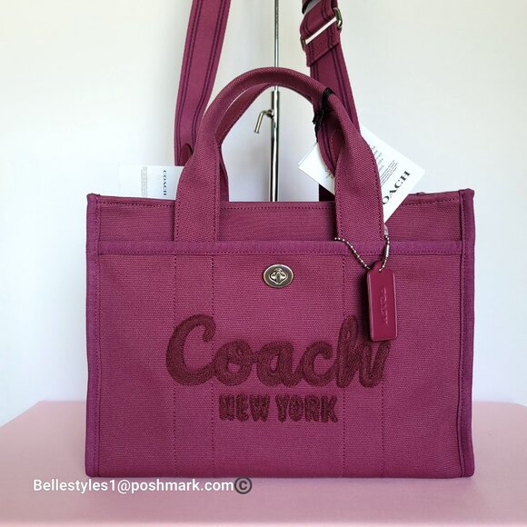 COACH Cargo Canvas Tote Bag with Webbing Strap- MEDIUM Size -Pink Color ⭐ - Picture 7 of 16